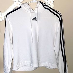 Cropped adidas hoodie (white with black stripes)